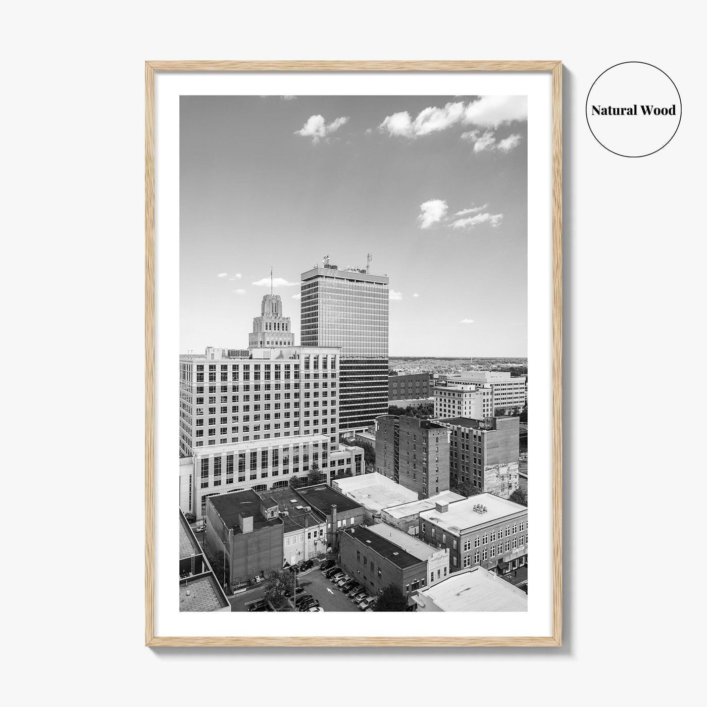 Winston-Salem Skyline Black and White Fine Art Photo Print, North Carolina Wall Decor, Poster