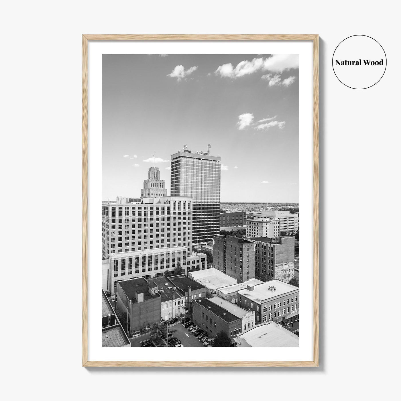 Winston-Salem Skyline Black and White Fine Art Photo Print, North Carolina Wall Decor, Poster