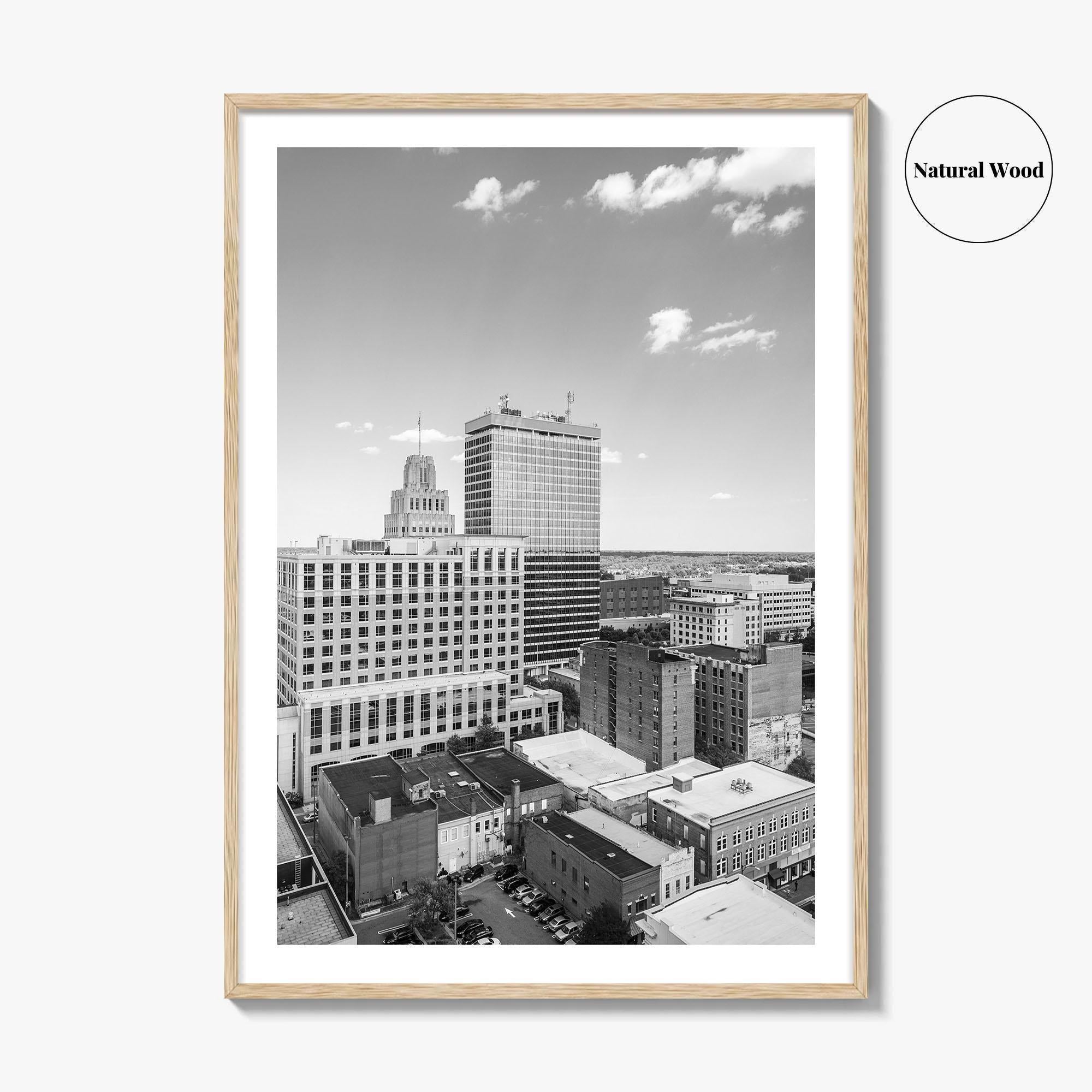 Winston-Salem Skyline Black and White Fine Art Photo Print, North Carolina Wall Decor, Poster