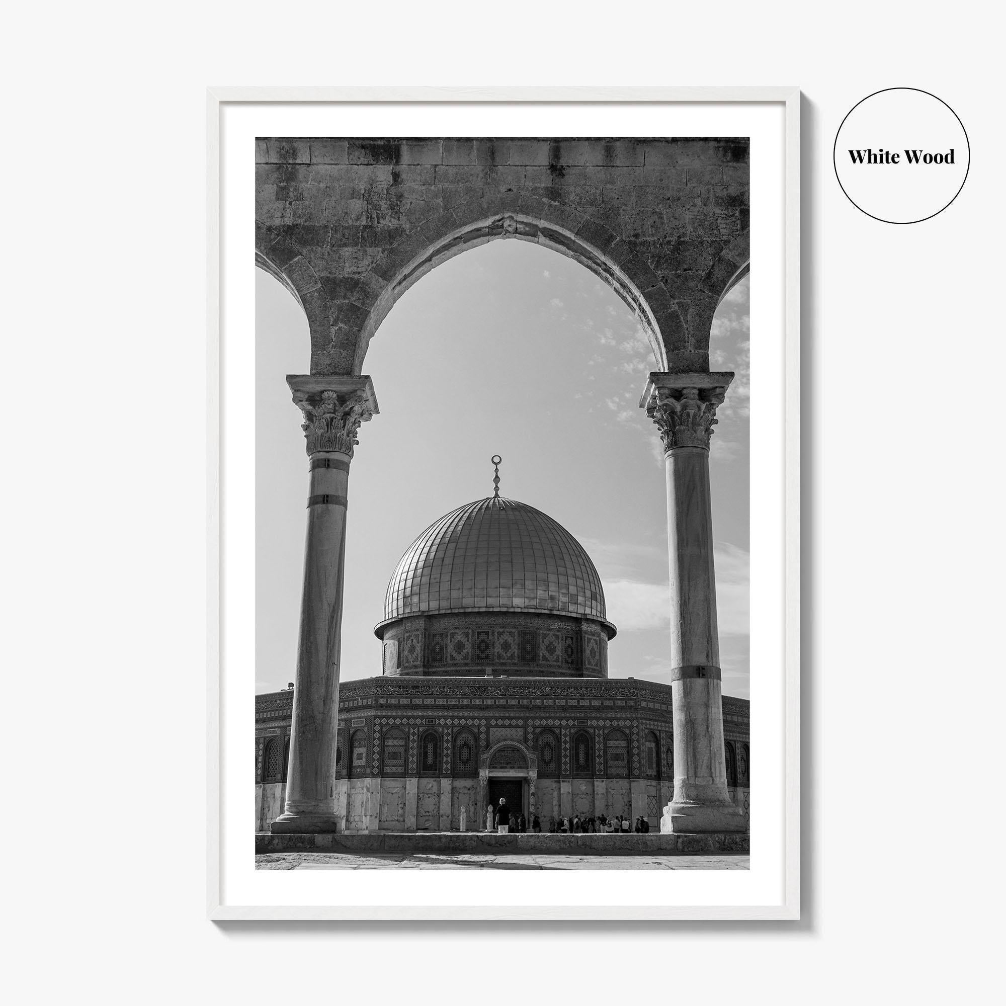 Jerusalem Black and White Fine Art Photo Print, Dome of the Rock Israel Poster