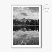 Rocky Mountain Black and White Fine Art Photo Print, Sprague Lake Colorado Poster