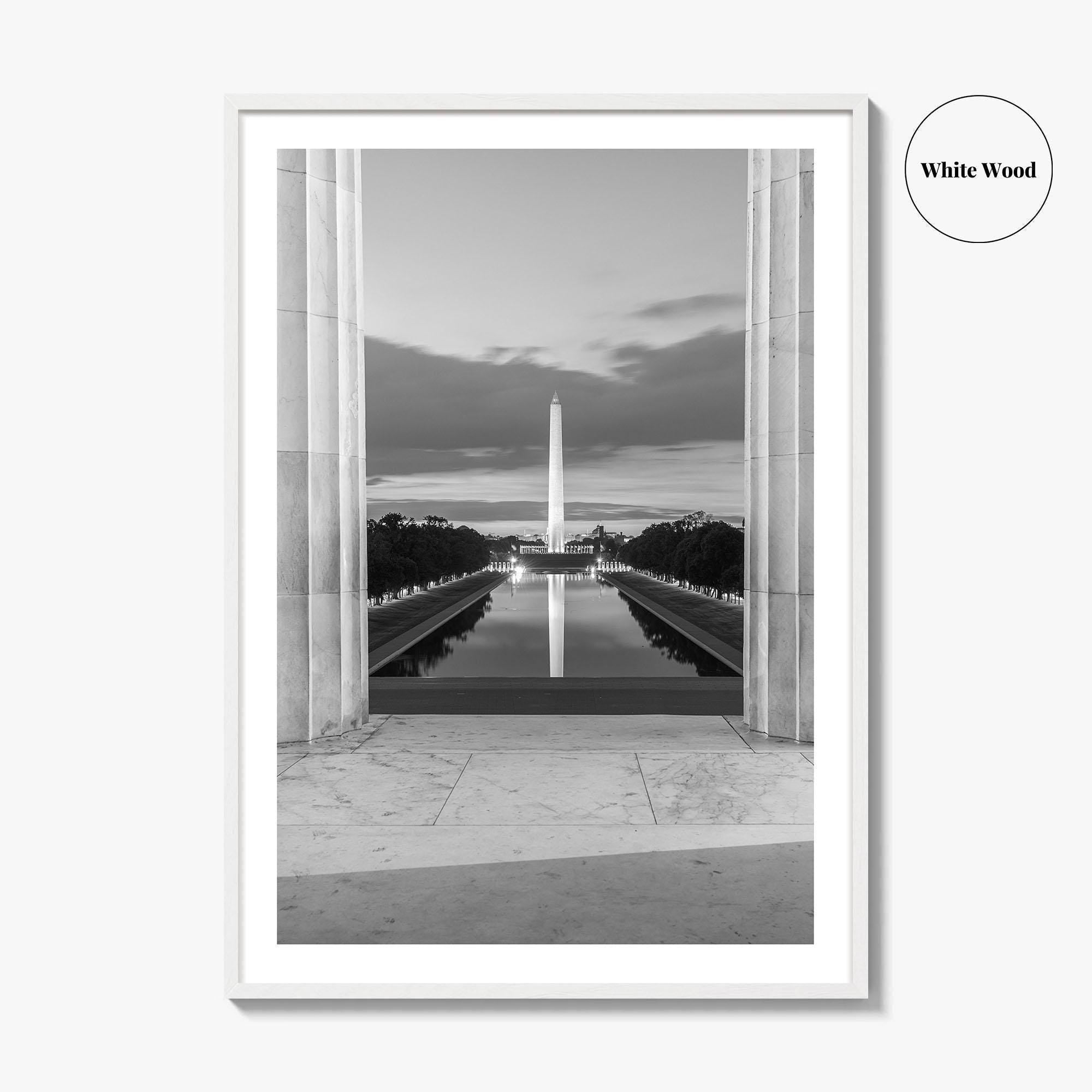 Washington DC Black and White Fine Art Photo Print, Lincoln Memorial Reflecting Pool Poster