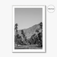 Palm Springs Skyline Black and White Fine Art Photo Print, Downtown California Poster