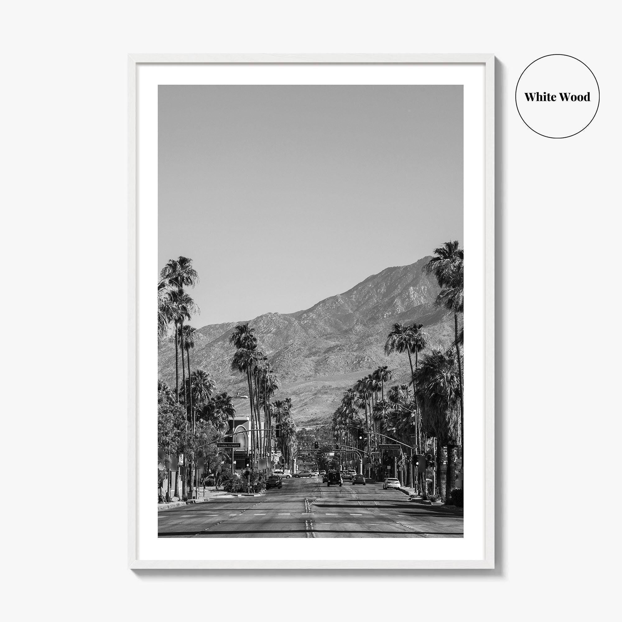 Palm Springs Skyline Black and White Fine Art Photo Print, Downtown California Poster