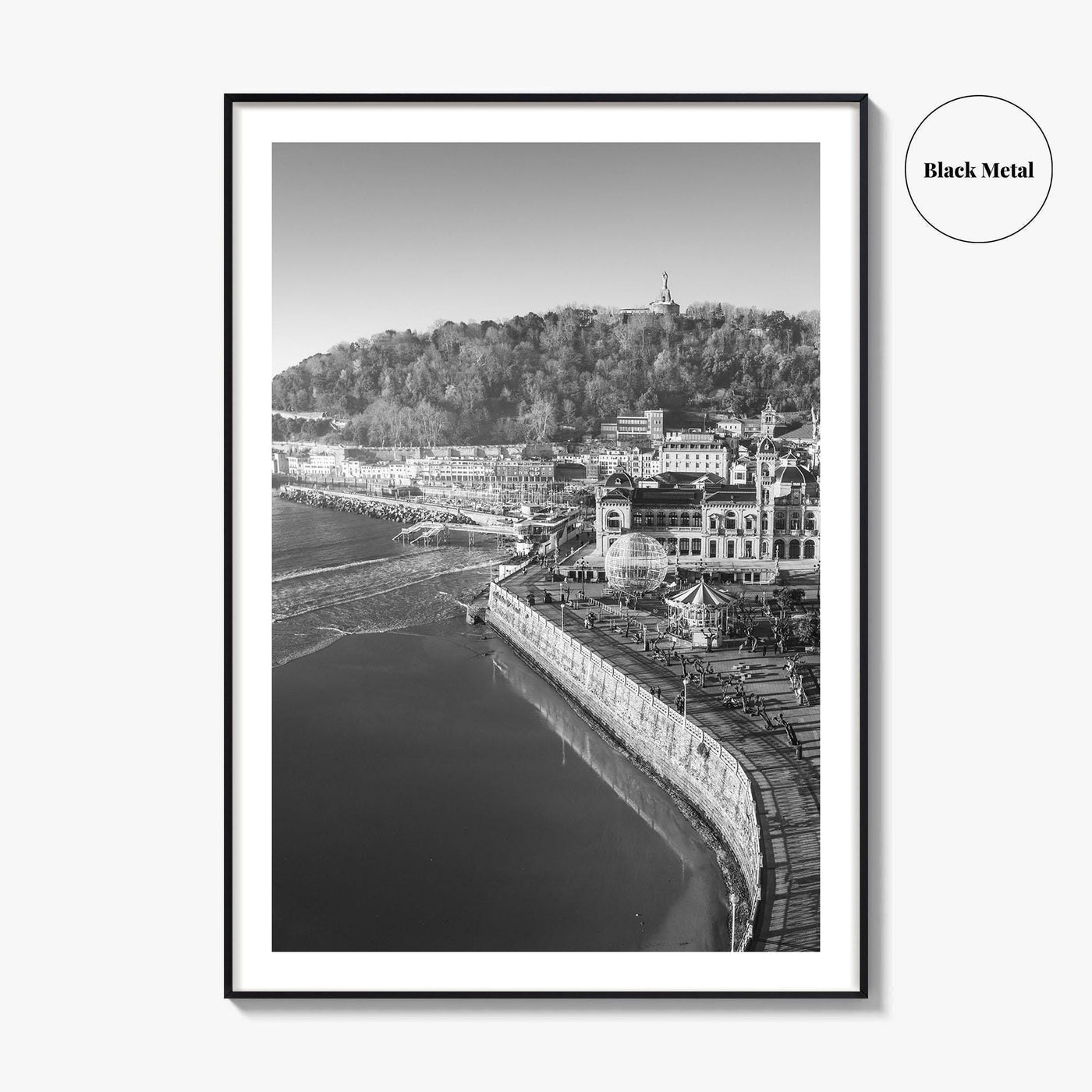 San Sebastian Black and White Fine Art Photo Print, Alderdi Eder Park Spain Poster