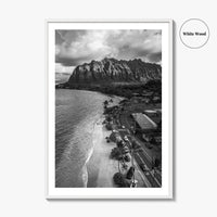 Oahu Black and White Fine Art Photo Print, Hawaii Beach Wall Decor Poster, Honolulu