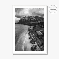 Oahu Black and White Fine Art Photo Print, Hawaii Beach Wall Decor Poster, Honolulu