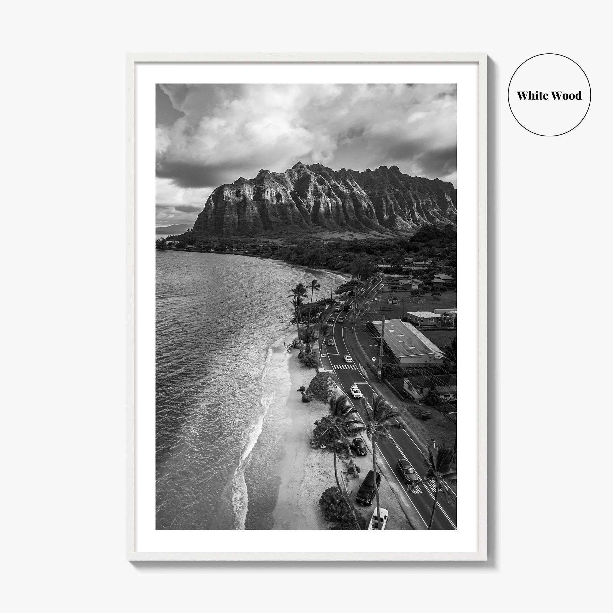 Oahu Black and White Fine Art Photo Print, Hawaii Beach Wall Decor Poster, Honolulu