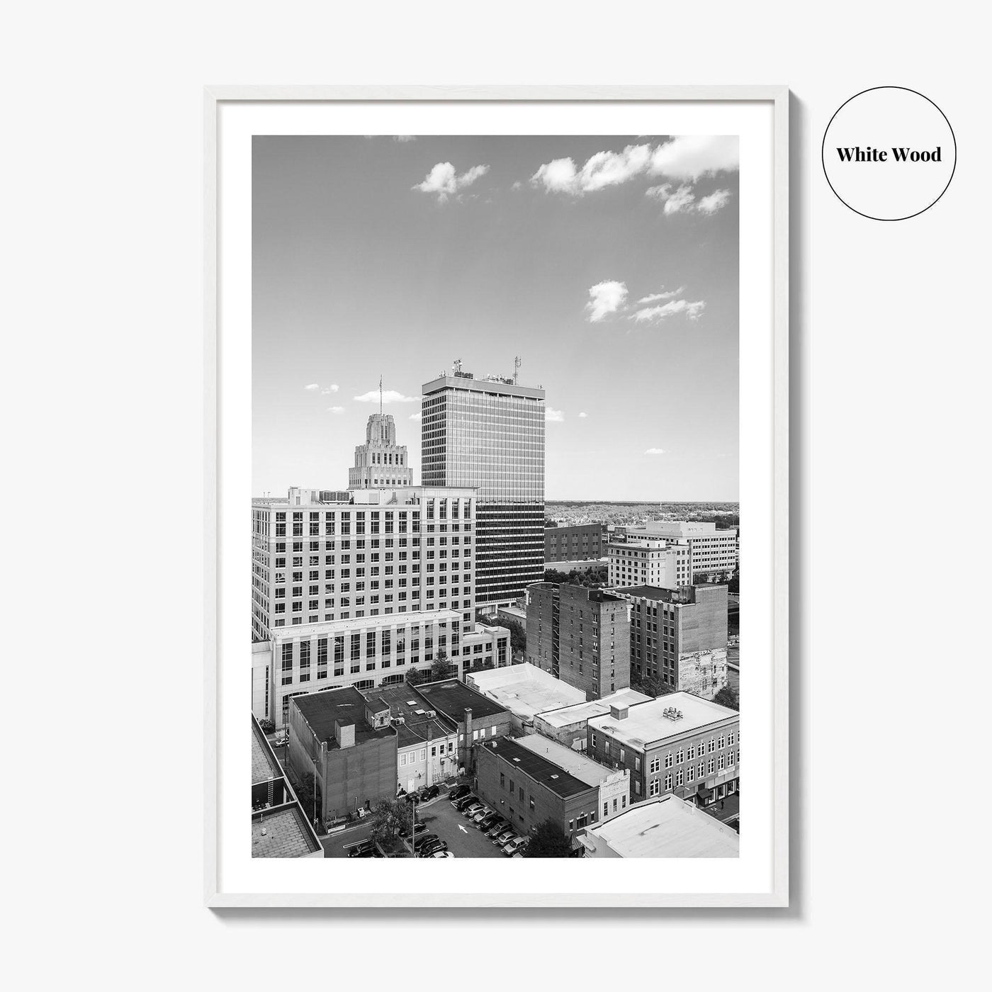 Winston-Salem Skyline Black and White Fine Art Photo Print, North Carolina Wall Decor, Poster