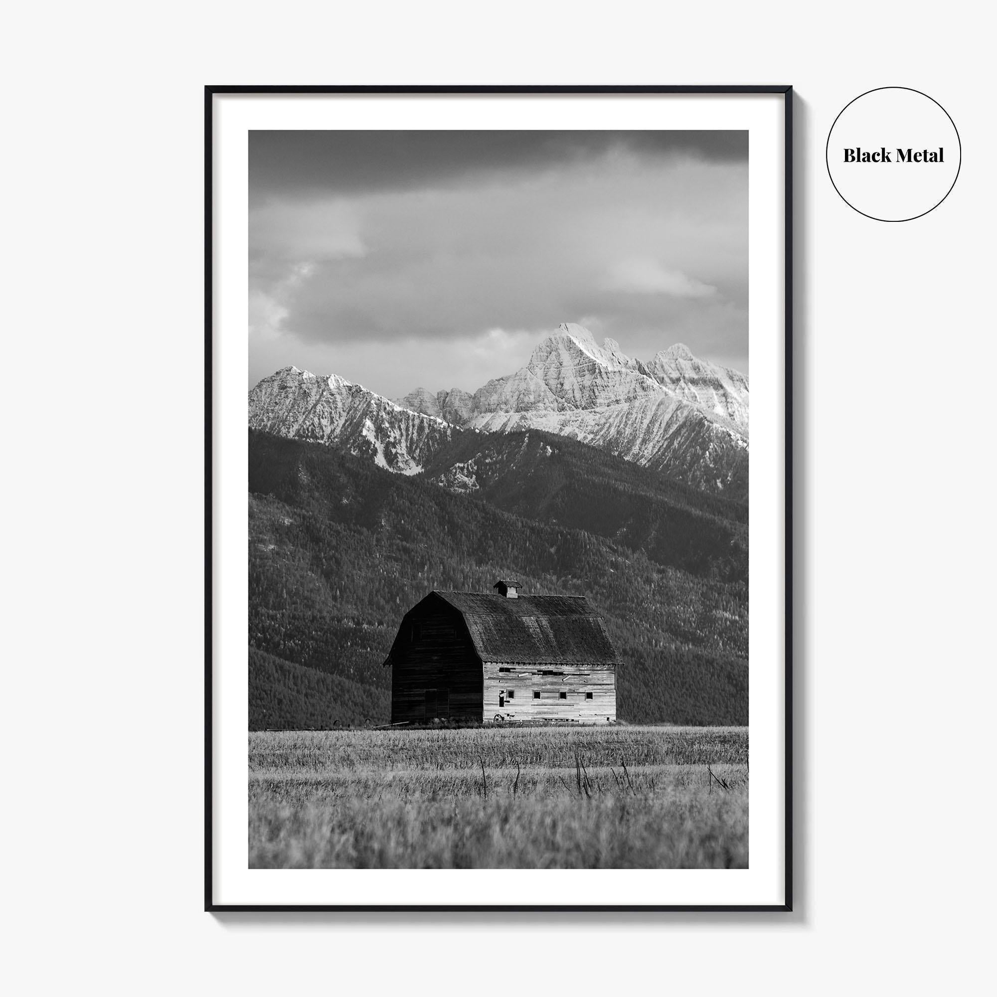 Pablo Montana Black and White Fine Art Photo Print, Mission Valley Barn USA Poster