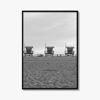 Venice Beach Black and White Fine Art Photo Print, Los Angeles Lifeguard Towers Poster