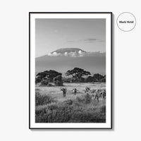 Mount Kilimanjaro Black and White Fine Art Photo Print, Amboseli, Kenya, Tanzania, Poster