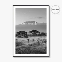 Mount Kilimanjaro Black and White Fine Art Photo Print, Amboseli, Kenya, Tanzania, Poster