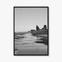 South Padre Island Black and White Fine Art Photo Print, Texas Shoreline Hotels Poster