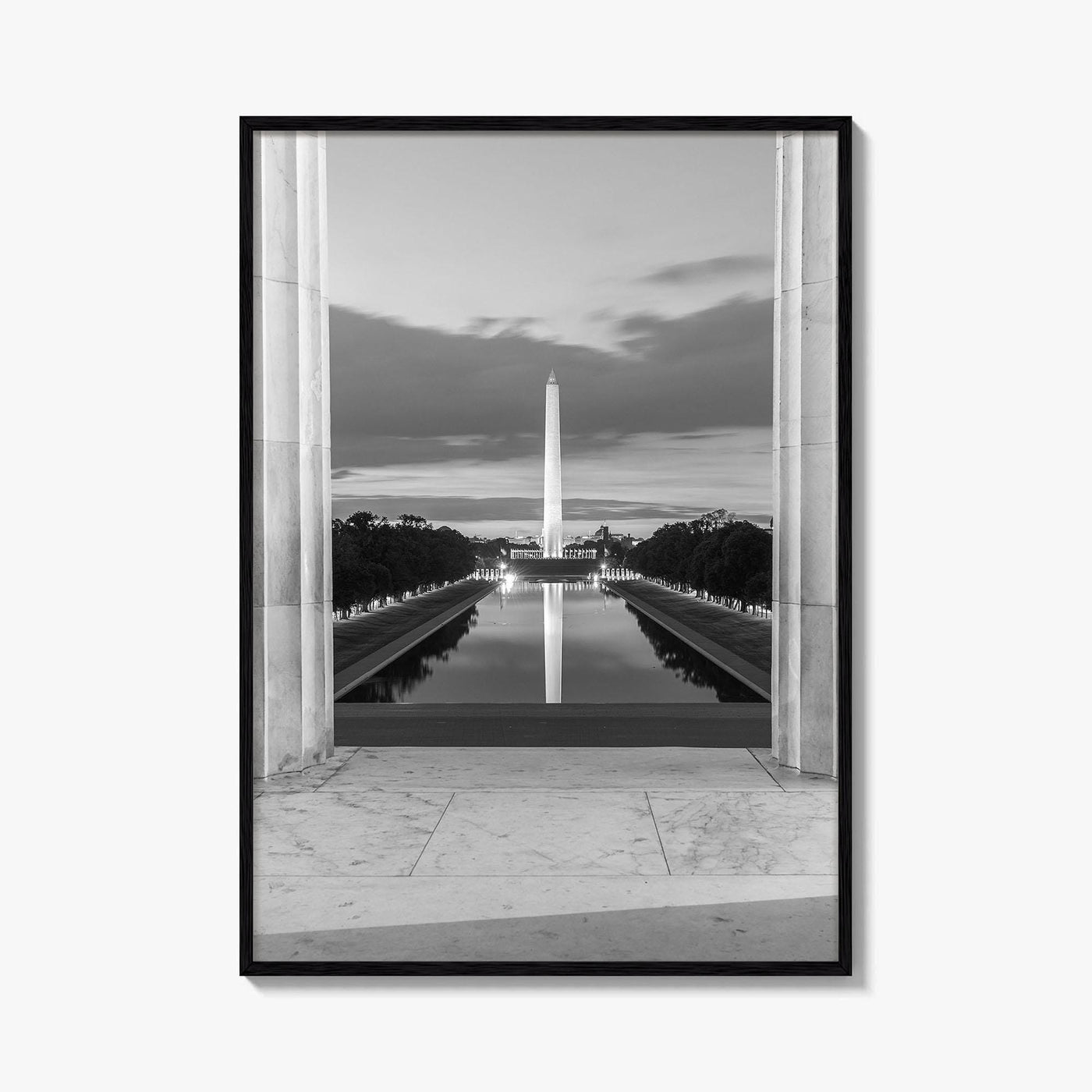 Washington DC Black and White Fine Art Photo Print, Lincoln Memorial Reflecting Pool Poster