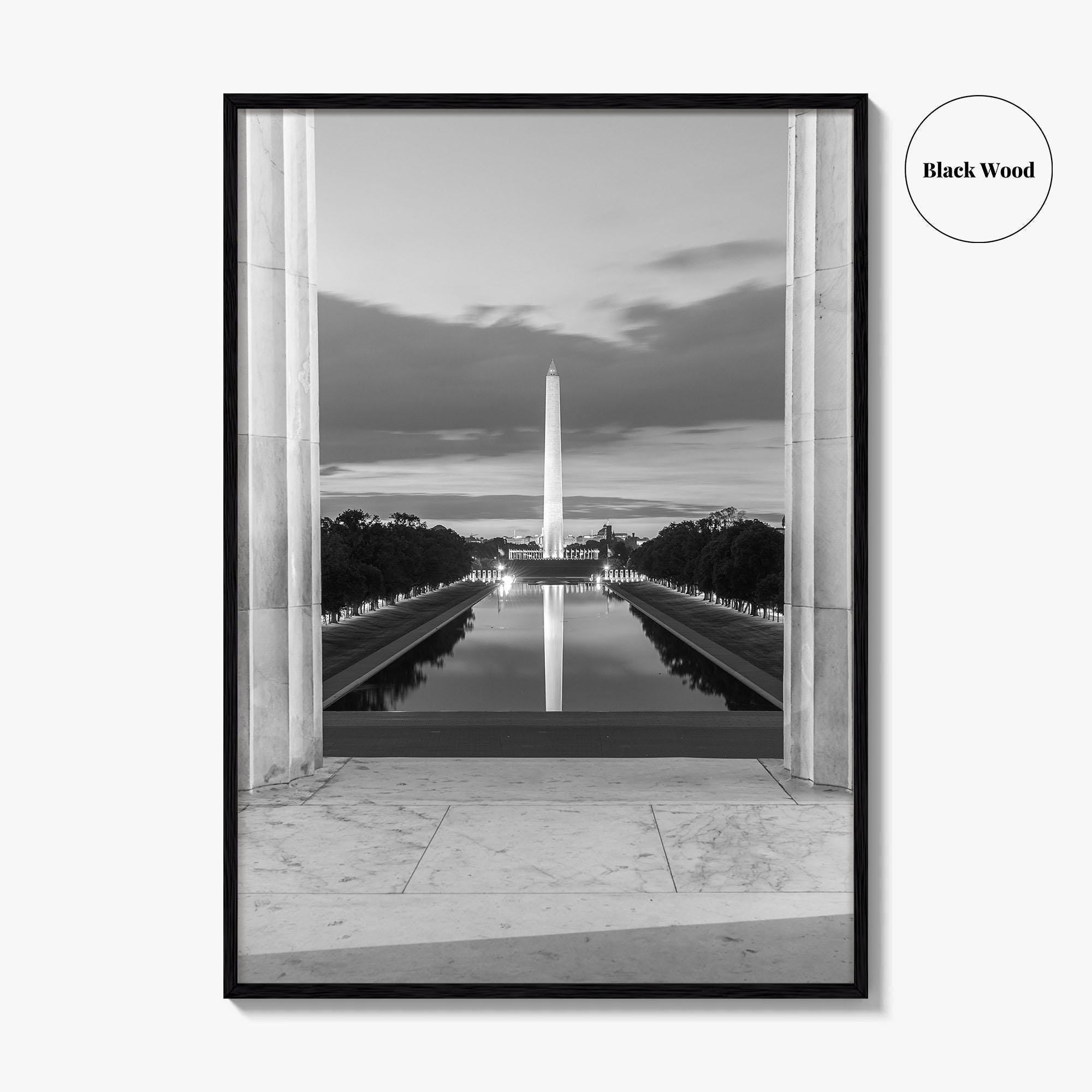 Washington DC Black and White Fine Art Photo Print, Lincoln Memorial Reflecting Pool Poster