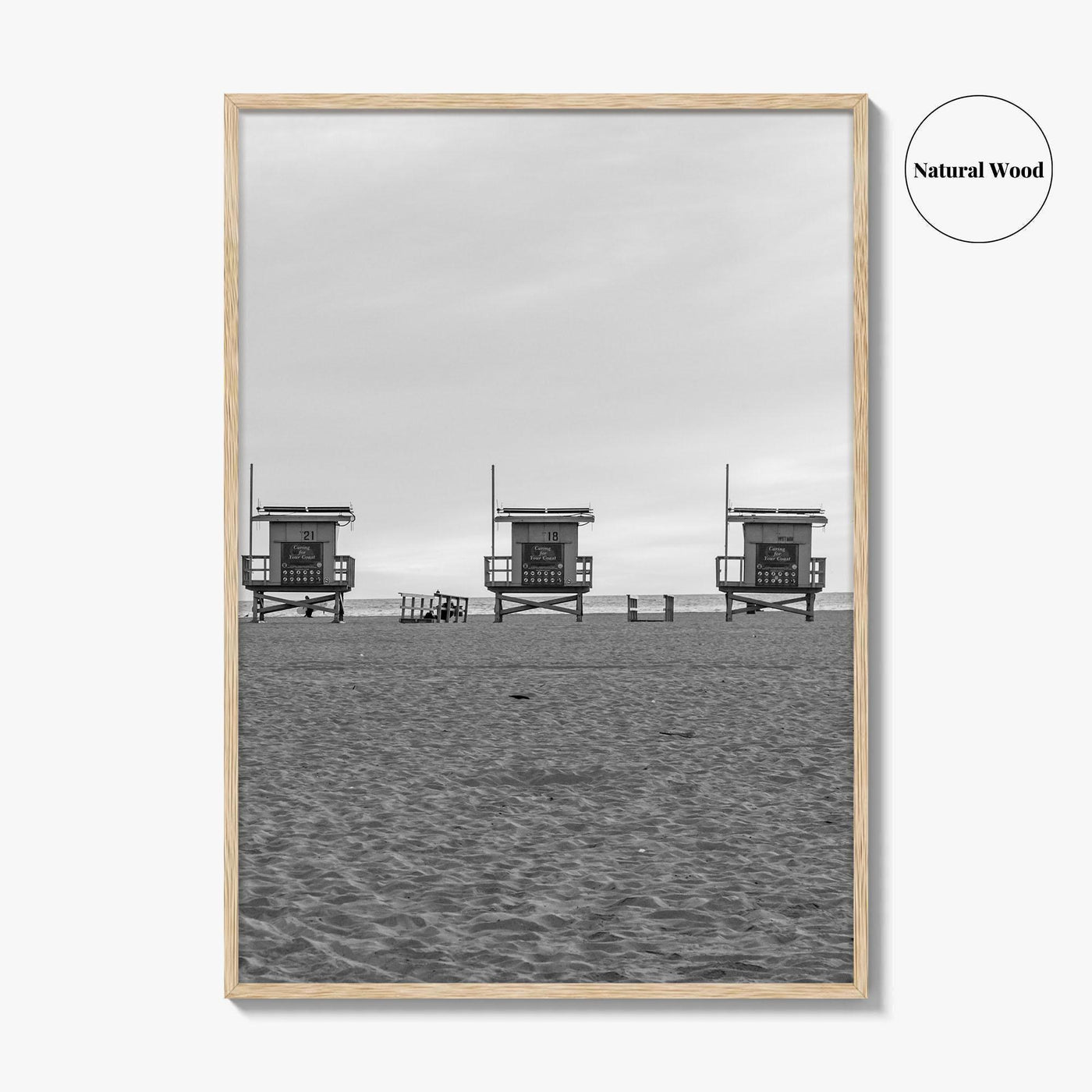 Venice Beach Black and White Fine Art Photo Print, Los Angeles Lifeguard Towers Poster