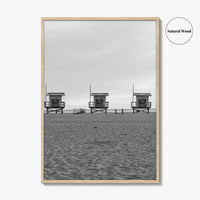 Venice Beach Black and White Fine Art Photo Print, Los Angeles Lifeguard Towers Poster