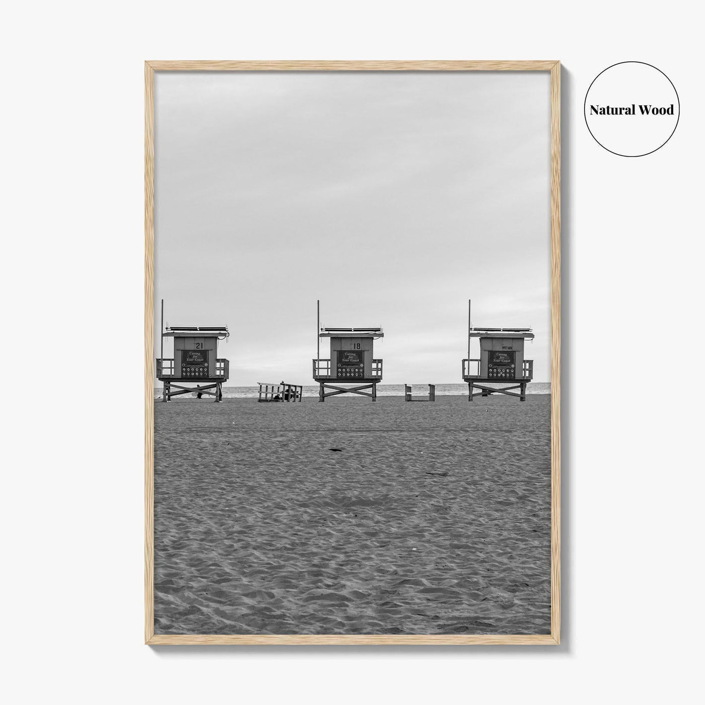 Venice Beach Black and White Fine Art Photo Print, Los Angeles Lifeguard Towers Poster