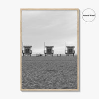Venice Beach Black and White Fine Art Photo Print, Los Angeles Lifeguard Towers Poster