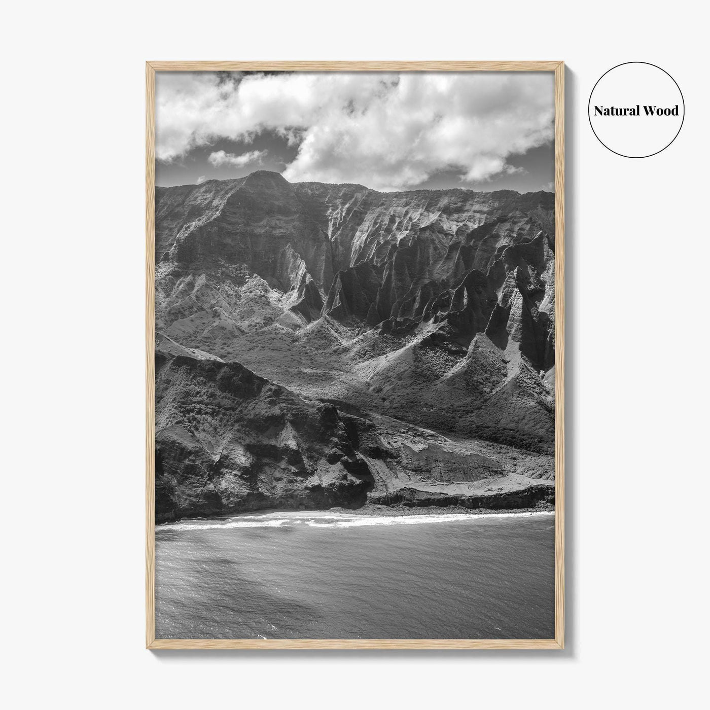 Na Pali Coast Black and White Fine Art Photo Print, Kauai Hawaii Poster