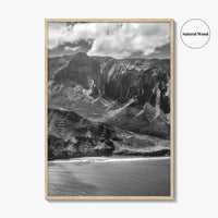Na Pali Coast Black and White Fine Art Photo Print, Kauai Hawaii Poster