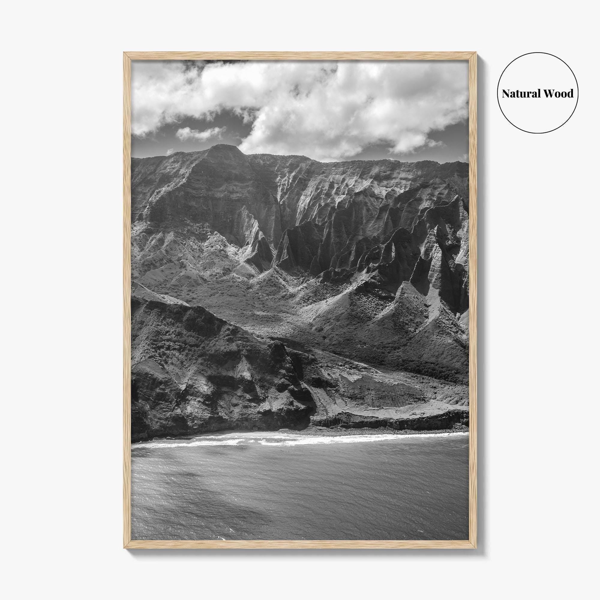 Na Pali Coast Black and White Fine Art Photo Print, Kauai Hawaii Poster