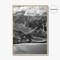 Na Pali Coast Black and White Fine Art Photo Print, Kauai Hawaii Poster