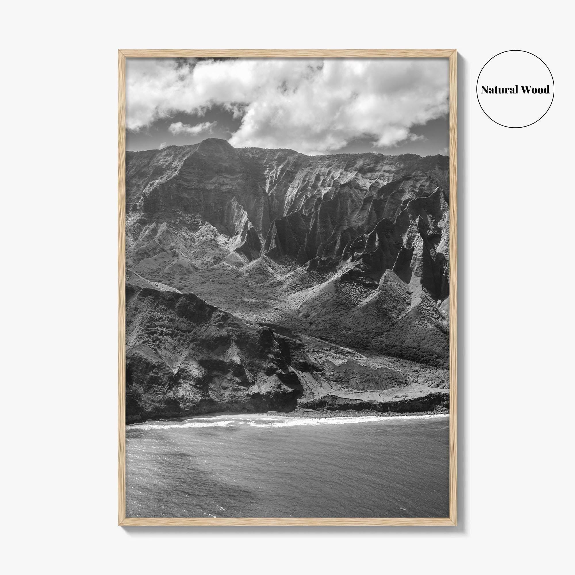 Na Pali Coast Black and White Fine Art Photo Print, Kauai Hawaii Poster