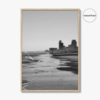 South Padre Island Black and White Fine Art Photo Print, Texas Shoreline Hotels Poster