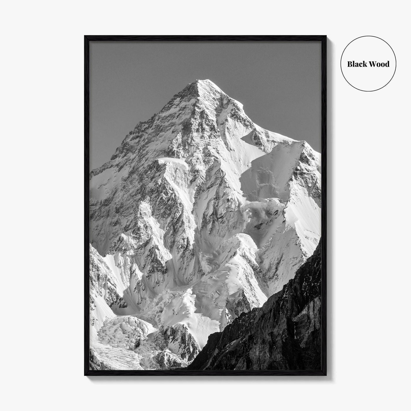 K2 Summit Black and White Fine Art Photo Print, Karakoram, Pakistan Wall Poster