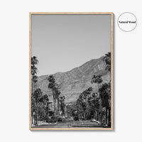 Palm Springs Skyline Black and White Fine Art Photo Print, Downtown California Poster