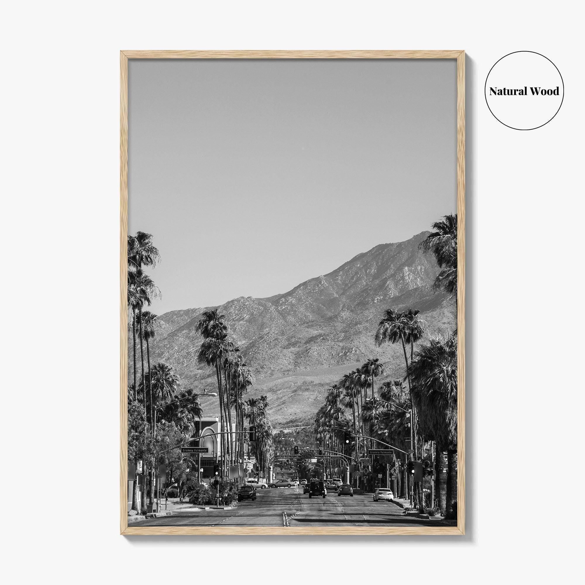 Palm Springs Skyline Black and White Fine Art Photo Print, Downtown California Poster