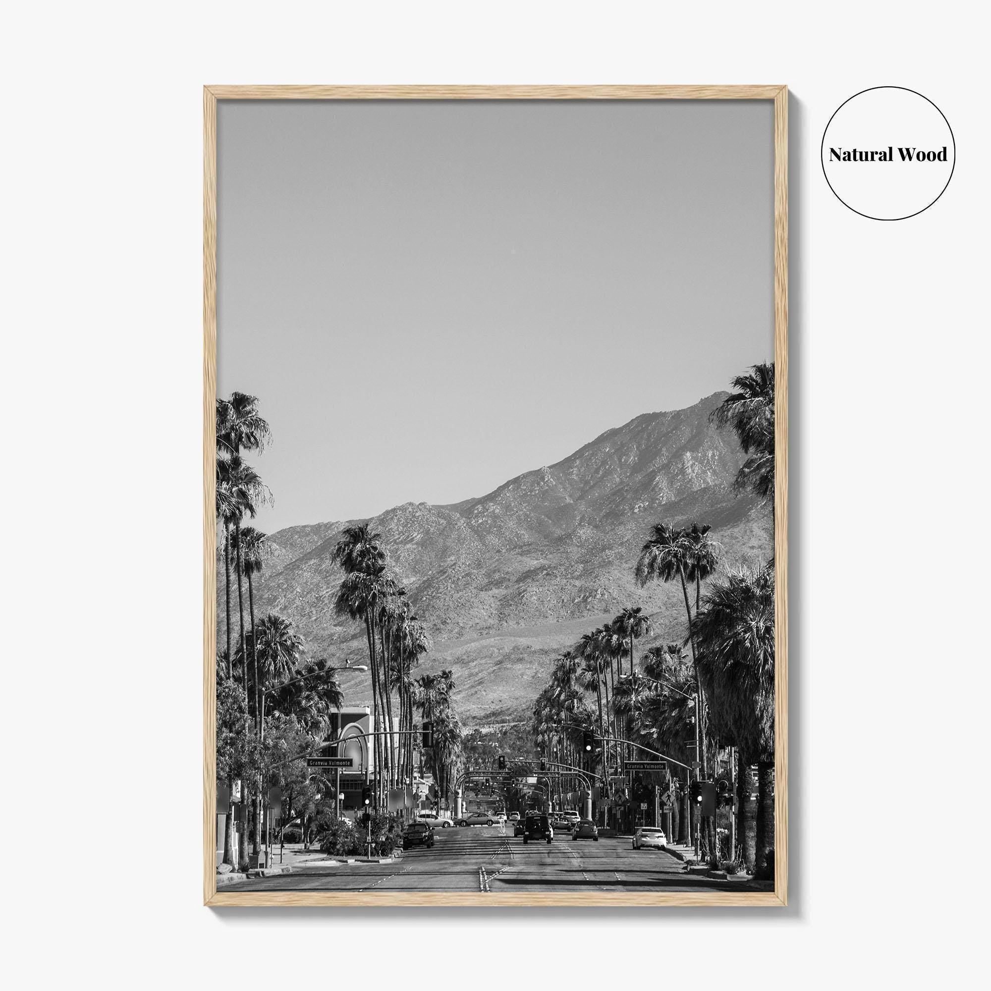 Palm Springs Skyline Black and White Fine Art Photo Print, Downtown California Poster