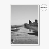 South Padre Island Black and White Fine Art Photo Print, Texas Shoreline Hotels Poster