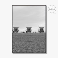 Venice Beach Black and White Fine Art Photo Print, Los Angeles Lifeguard Towers Poster