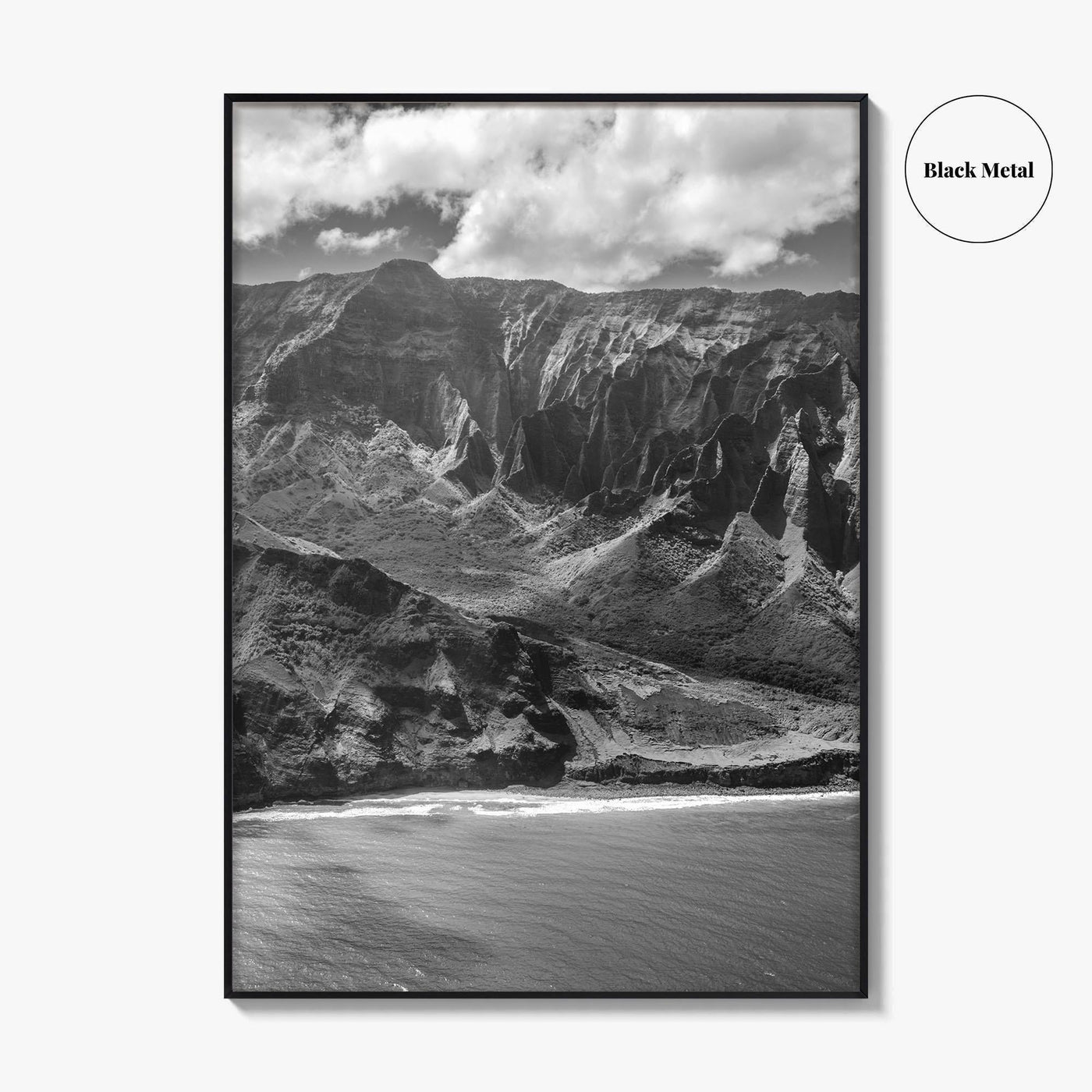 Na Pali Coast Black and White Fine Art Photo Print, Kauai Hawaii Poster