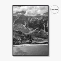 Na Pali Coast Black and White Fine Art Photo Print, Kauai Hawaii Poster