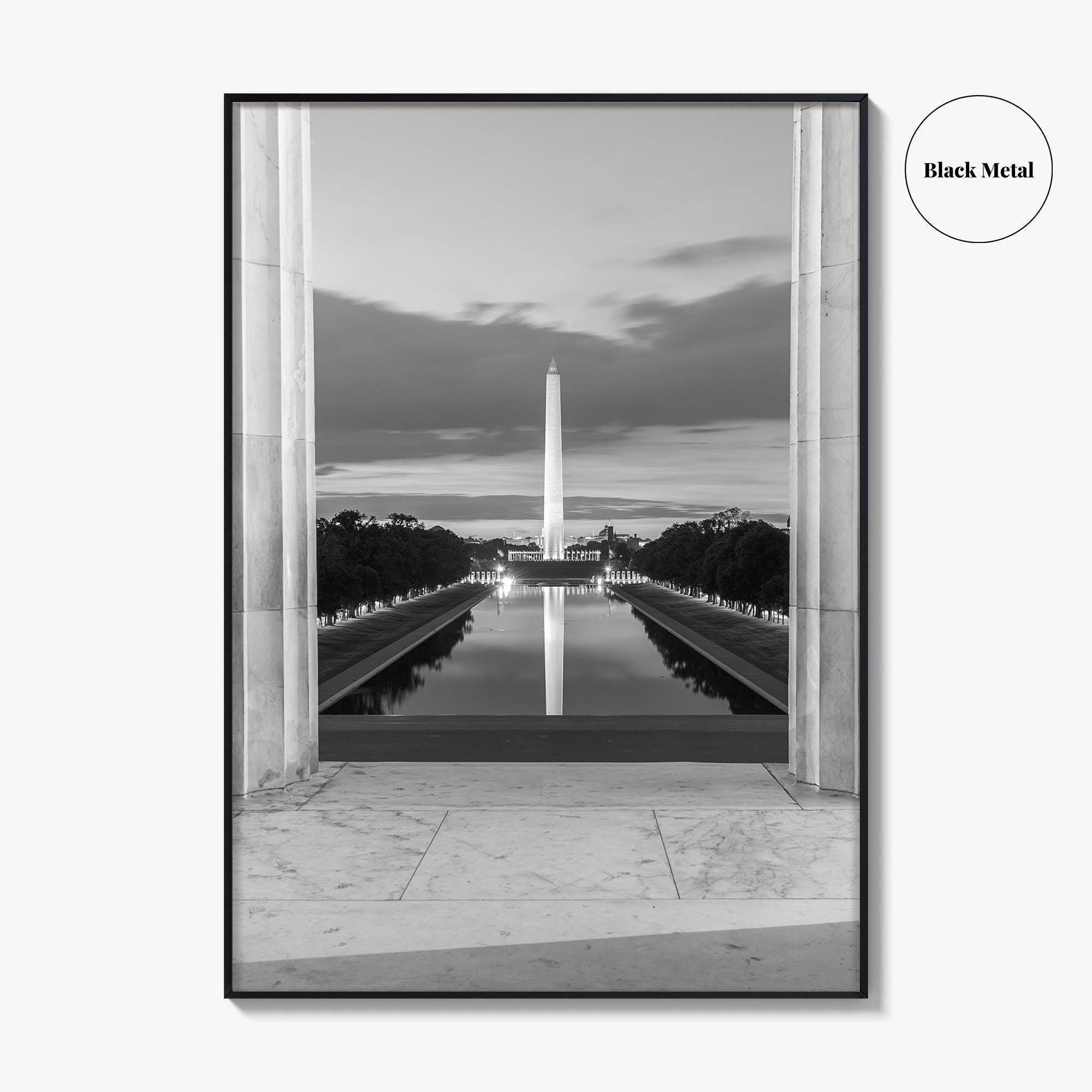 Washington DC Black and White Fine Art Photo Print, Lincoln Memorial Reflecting Pool Poster