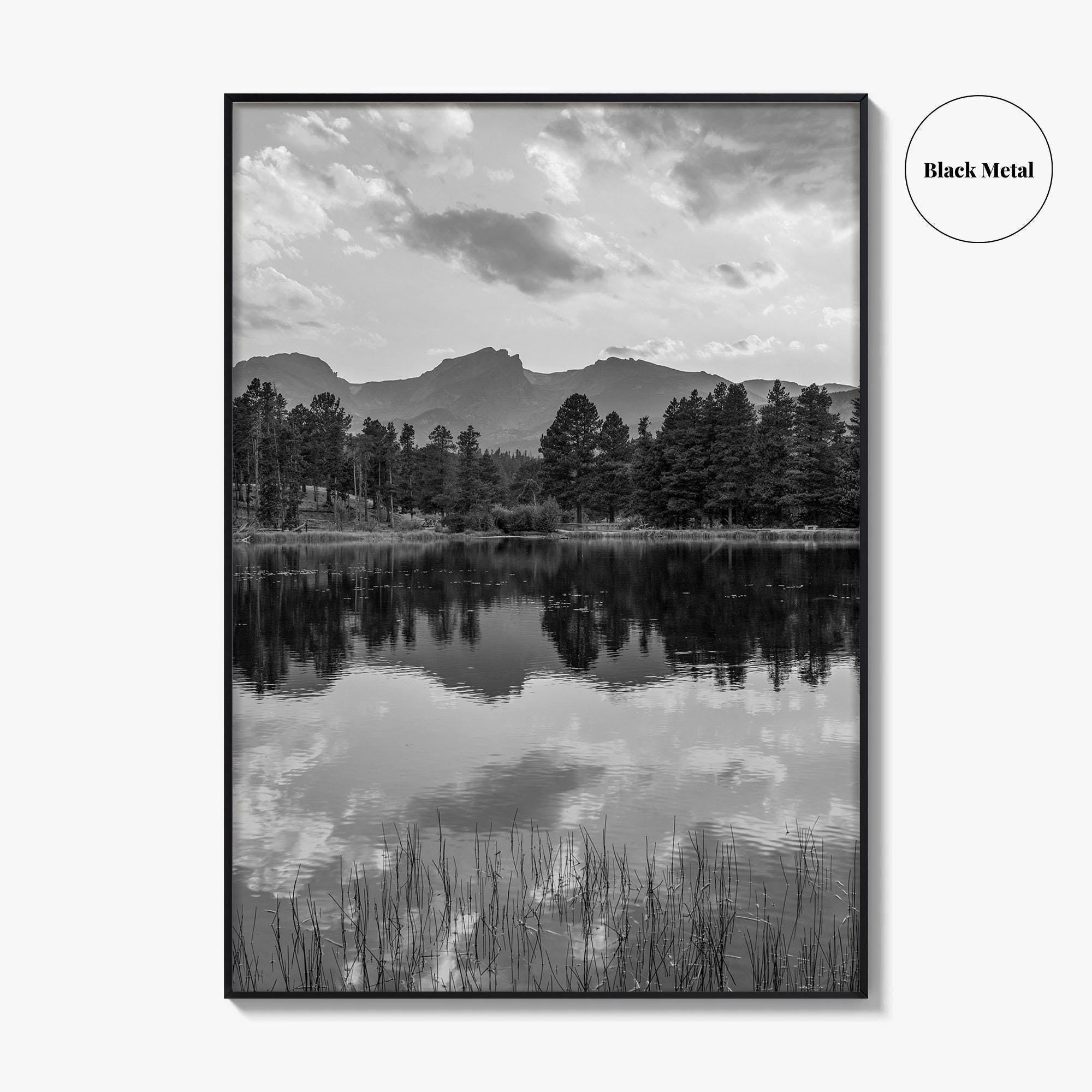 Rocky Mountain Black and White Fine Art Photo Print, Sprague Lake Colorado Poster