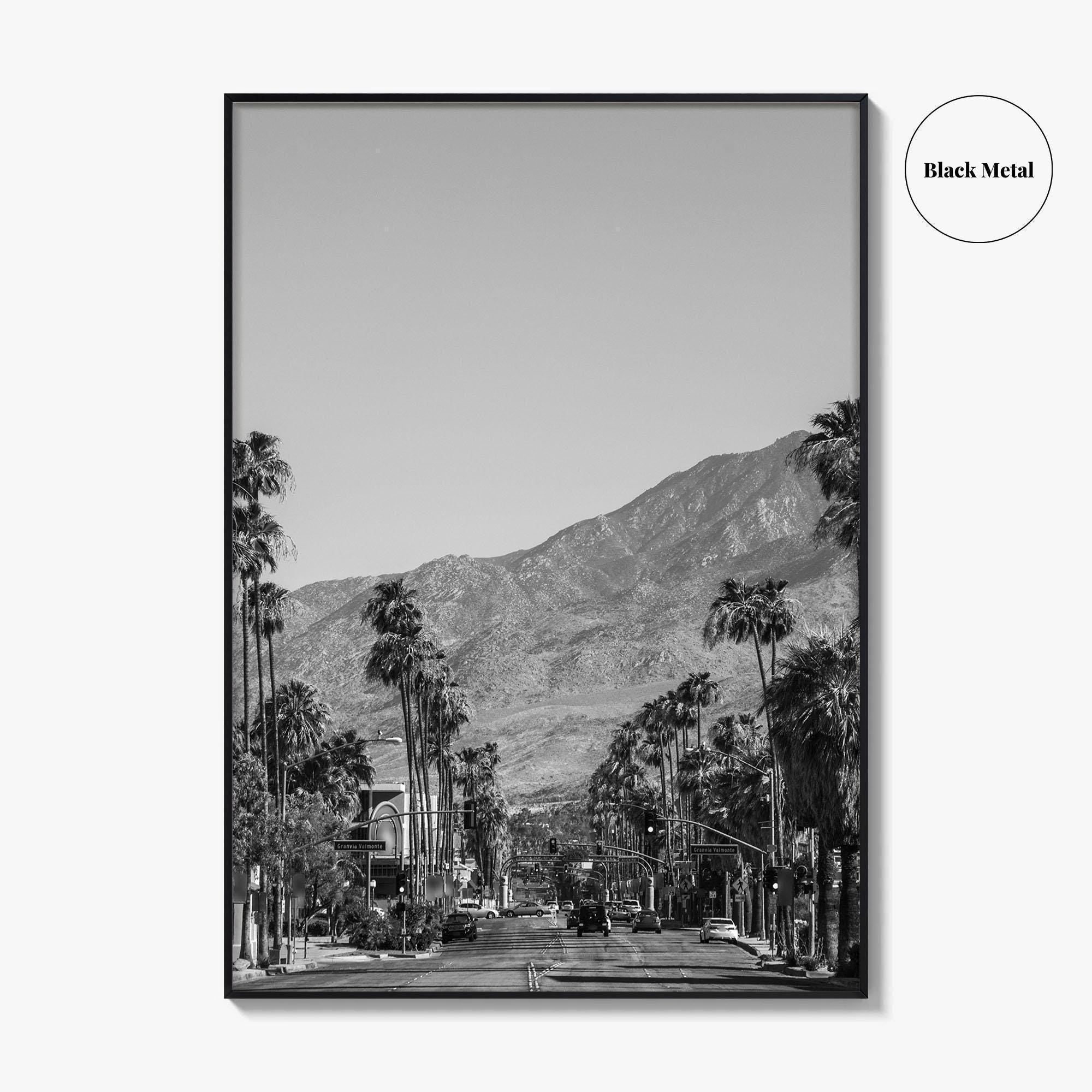 Palm Springs Skyline Black and White Fine Art Photo Print, Downtown California Poster