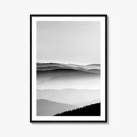 Vosges Mountains, Alsace, France Black and White Fine Art Photo Print, Aerial Wall Poster