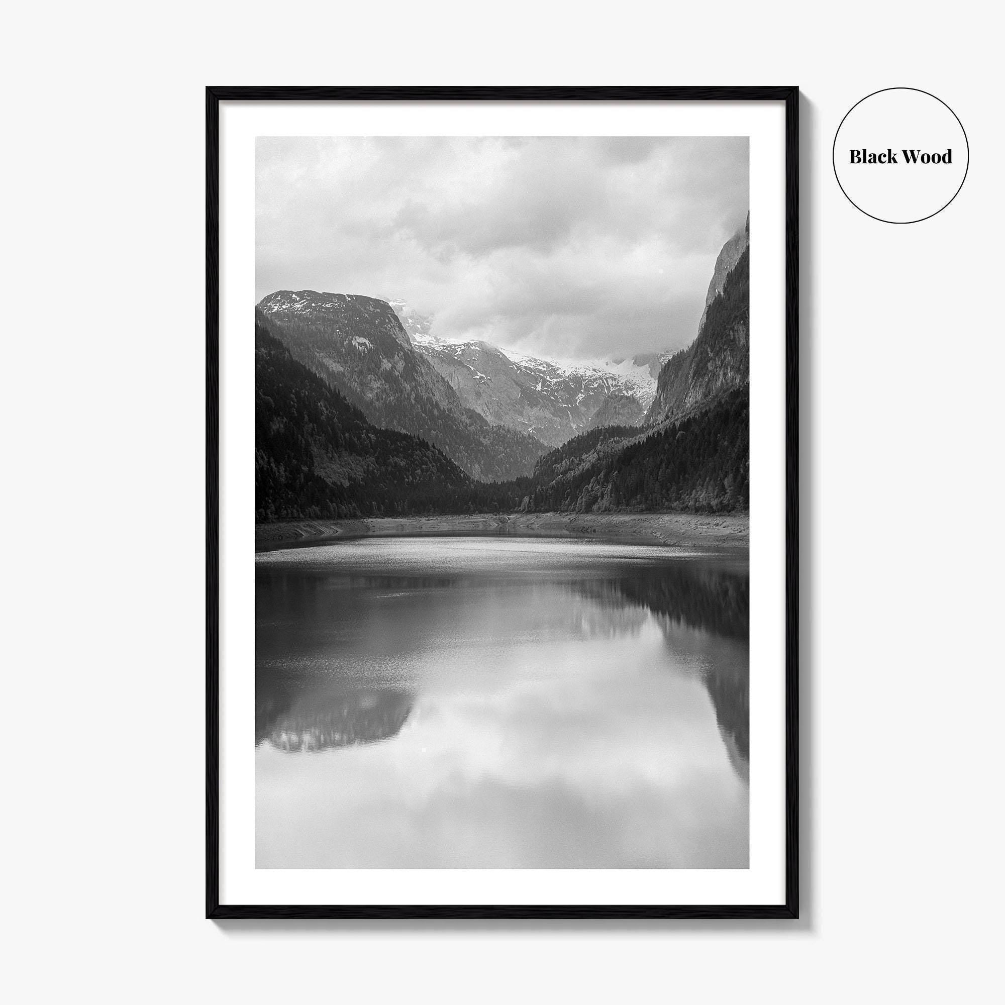 Gosausee Lake Black and White Fine Art Photo Print, Gosau, Dachstein, Salzkammergut, Austria Poster