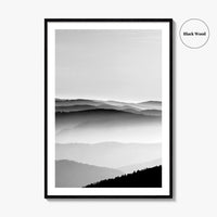 Vosges Mountains, Alsace, France Black and White Fine Art Photo Print, Aerial Wall Poster