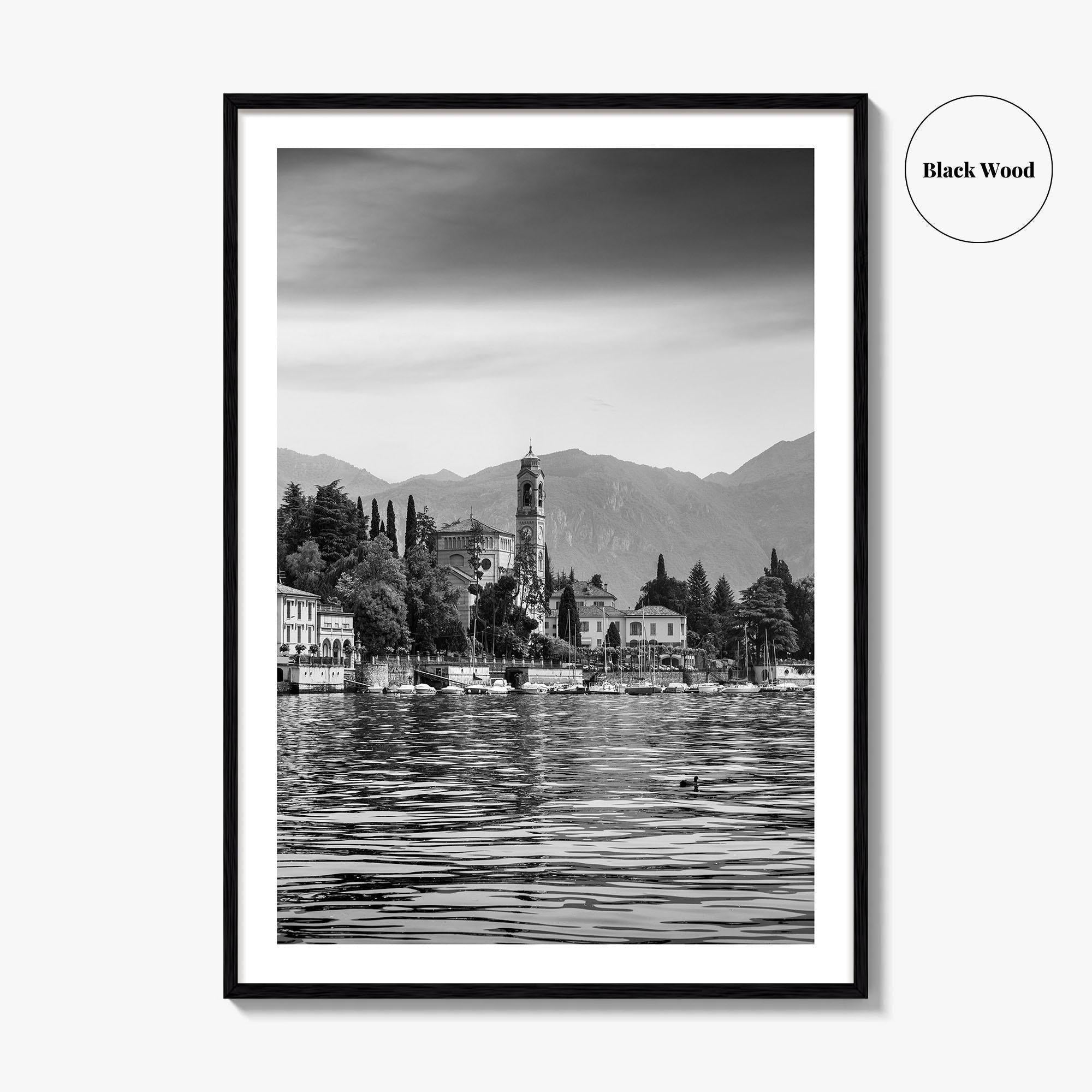 Lake Como Black and White Fine Art Photo Print, Mezzegra Italy Poster
