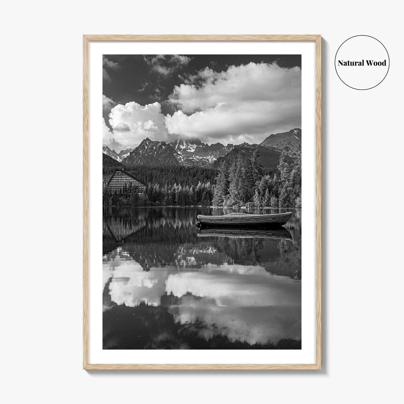High Tatras Black and White Fine Art Photo Print, Strbske Pleso Lake, Slovakia Poster