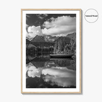 High Tatras Black and White Fine Art Photo Print, Strbske Pleso Lake, Slovakia Poster
