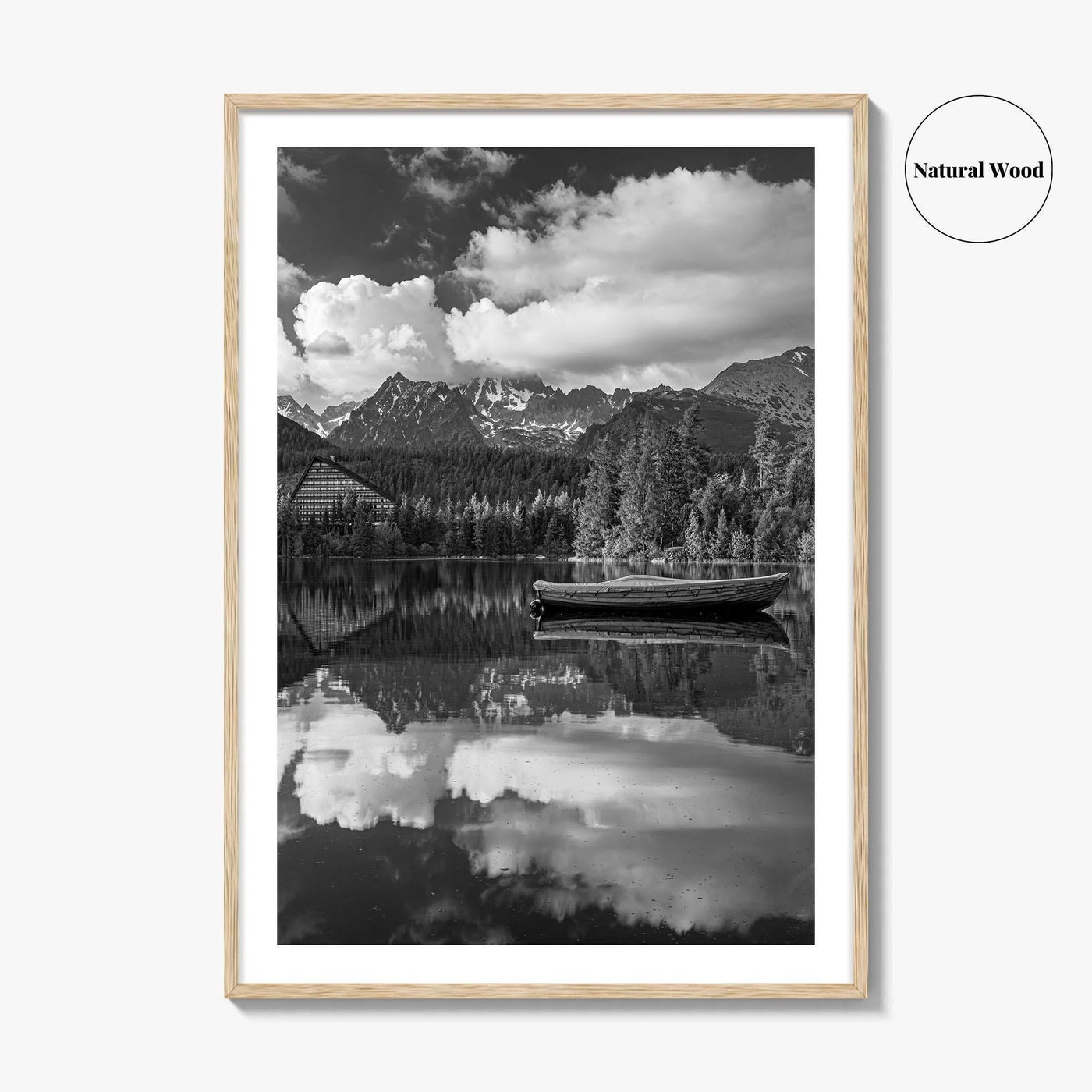 High Tatras Black and White Fine Art Photo Print, Strbske Pleso Lake, Slovakia Poster