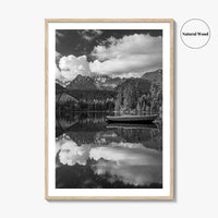 High Tatras Black and White Fine Art Photo Print, Strbske Pleso Lake, Slovakia Poster