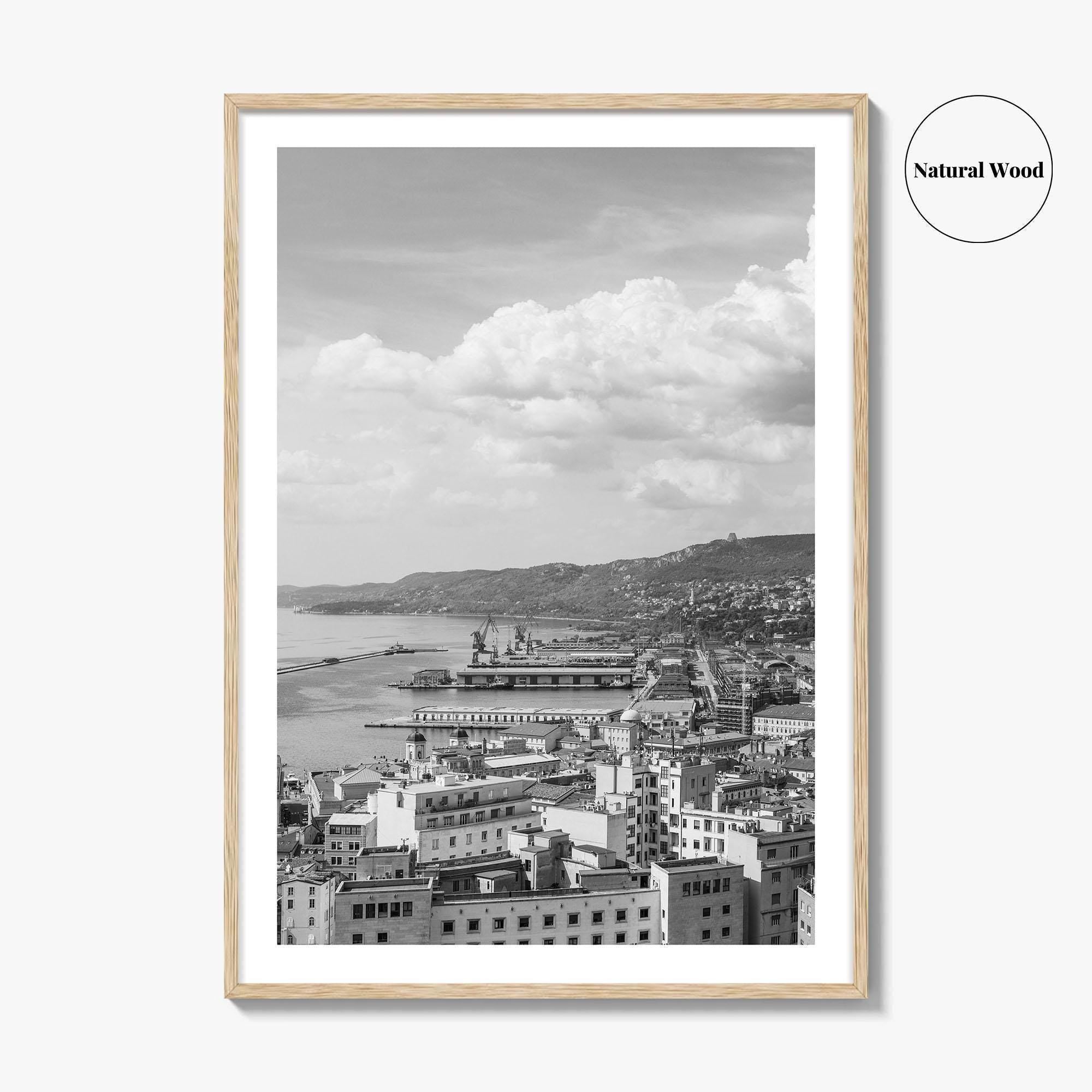 Trieste Black and White Fine Art Photo Print, Italy Panorama Wall Art Poster